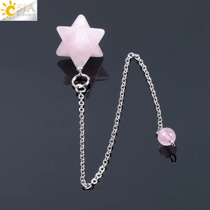 CJSA pendule radiesthésie , pendule pierre naturelle  pendule divination  Pendule en pierre chakra Reiki naturelle, motif merkhaba wicca, cristal rose lapis lazuli et onyx, pendule divination pendule divinatoire F055