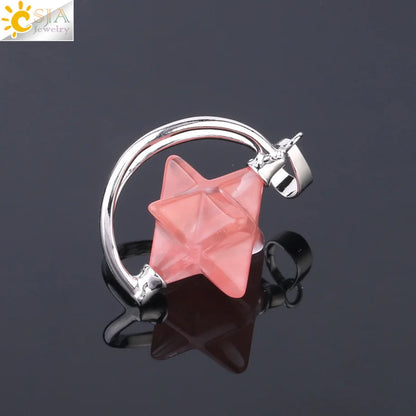 CSJA – pendentif Merkabah pour collier en pierre naturelle, cristal clair violet, guérison spirituelle, Reiki, bijoux Wicca F632