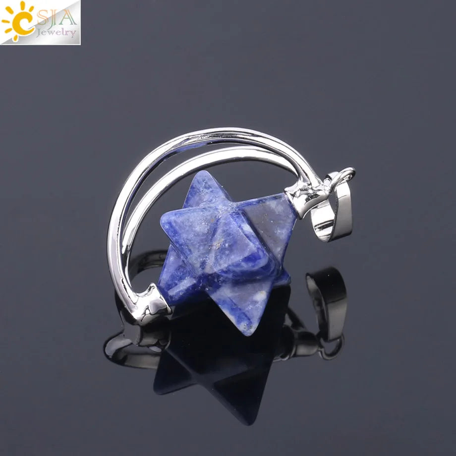 CSJA – pendentif Merkabah pour collier en pierre naturelle, cristal clair violet, guérison spirituelle, Reiki, bijoux Wicca F632