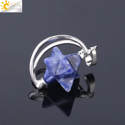 CSJA – pendentif Merkabah pour collier en pierre naturelle, cristal clair violet, guérison spirituelle, Reiki, bijoux Wicca F632