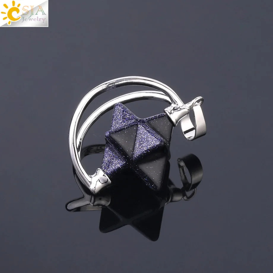 CSJA – pendentif Merkabah pour collier en pierre naturelle, cristal clair violet, guérison spirituelle, Reiki, bijoux Wicca F632
