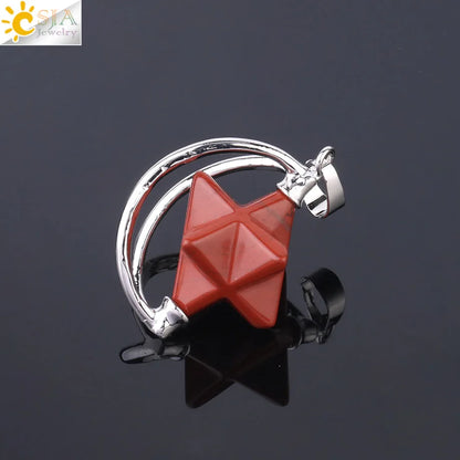 CSJA – pendentif Merkabah pour collier en pierre naturelle, cristal clair violet, guérison spirituelle, Reiki, bijoux Wicca F632