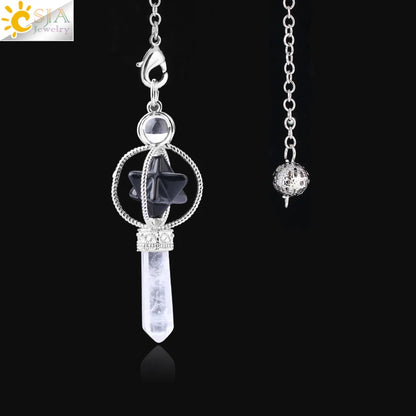 CSJA Merkaba – Balancier de Radiesthésie en Quartz, Pendule de Guérison en Pierre Naturelle, Cristal, Reiki, pendule divination ， pendule radiesthésie , pendule pierre naturelle , amethyste pendules divinatoire F770