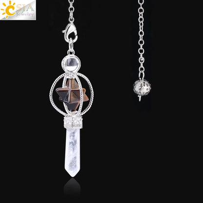 CSJA Merkaba – Balancier de Radiesthésie en Quartz, Pendule de Guérison en Pierre Naturelle, Cristal, Reiki, pendule divination ， pendule radiesthésie , pendule pierre naturelle , amethyste pendules divinatoire F770