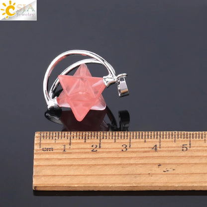 CSJA – pendentif Merkabah pour collier en pierre naturelle, cristal clair violet, guérison spirituelle, Reiki, bijoux Wicca F632
