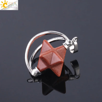 CSJA – pendentif Merkabah pour collier en pierre naturelle, cristal clair violet, guérison spirituelle, Reiki, bijoux Wicca F632