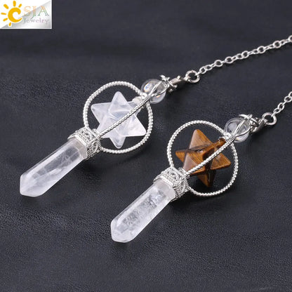 CSJA Merkaba – Balancier de Radiesthésie en Quartz, Pendule de Guérison en Pierre Naturelle, Cristal, Reiki, pendule divination ， pendule radiesthésie , pendule pierre naturelle , amethyste pendules divinatoire F770