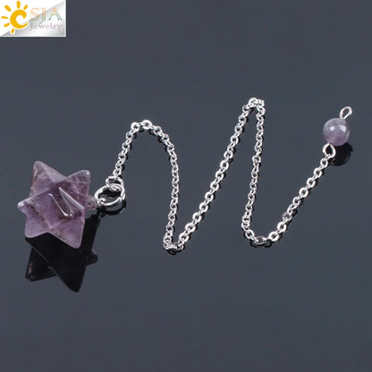 CJSA pendule radiesthésie , pendule pierre naturelle  pendule divination  Pendule en pierre chakra Reiki naturelle, motif merkhaba wicca, cristal rose lapis lazuli et onyx, pendule divination pendule divinatoire F055