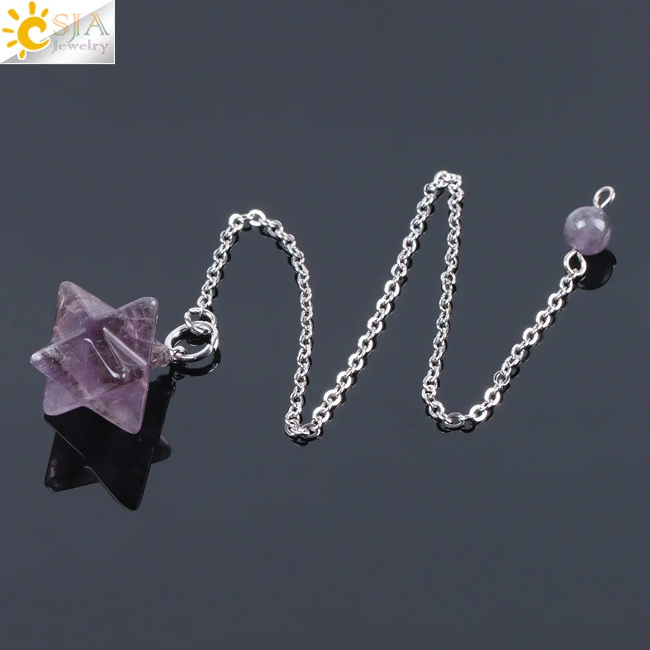 CJSA pendule radiesthésie , pendule pierre naturelle  pendule divination  Pendule en pierre chakra Reiki naturelle, motif merkhaba wicca, cristal rose lapis lazuli et onyx, pendule divination pendule divinatoire F055