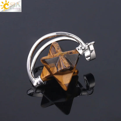 CSJA – pendentif Merkabah pour collier en pierre naturelle, cristal clair violet, guérison spirituelle, Reiki, bijoux Wicca F632
