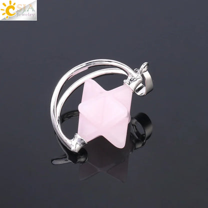 CSJA – pendentif Merkabah pour collier en pierre naturelle, cristal clair violet, guérison spirituelle, Reiki, bijoux Wicca F632