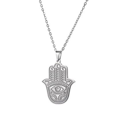 LIKGREAT main de Fatima Hamsa pendentif collier pour femmes en acier inoxydable classique mauvais œil breloques tour de cou bijoux cadeaux