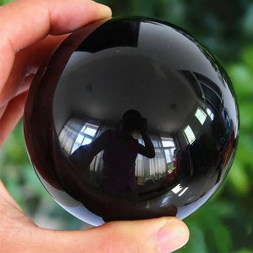 Sphère d'obsidienne noire naturelle asiatique 20-60mm, boule magique en cristal de Quartz, pierre de roche Reiki de guérison, objets de collection sans Base