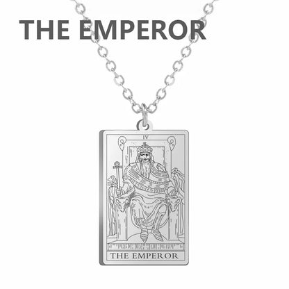 Dawapara – collier de cartes de Tarot pour femmes, en acier inoxydable, amulette de richesse, Tarot classique, arcanes majeurs, bijoux de Divination