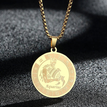 Collier signe du zodiaque en acier inoxydable pour hommes et femmes, pendentif Symdockers vebra, collier amulette, 12 constellations
