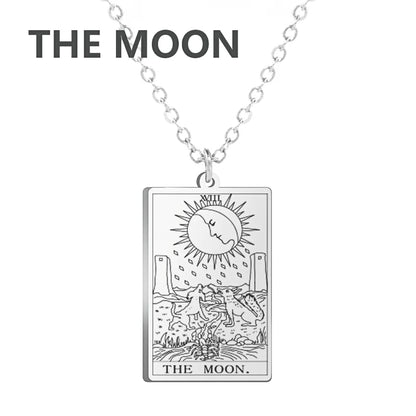 Dawapara – collier de cartes de Tarot pour femmes, en acier inoxydable, amulette de richesse, Tarot classique, arcanes majeurs, bijoux de Divination