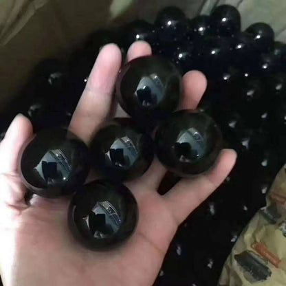 Sphère d'obsidienne noire naturelle asiatique 20-60mm, boule magique en cristal de Quartz, pierre de roche Reiki de guérison, objets de collection sans Base