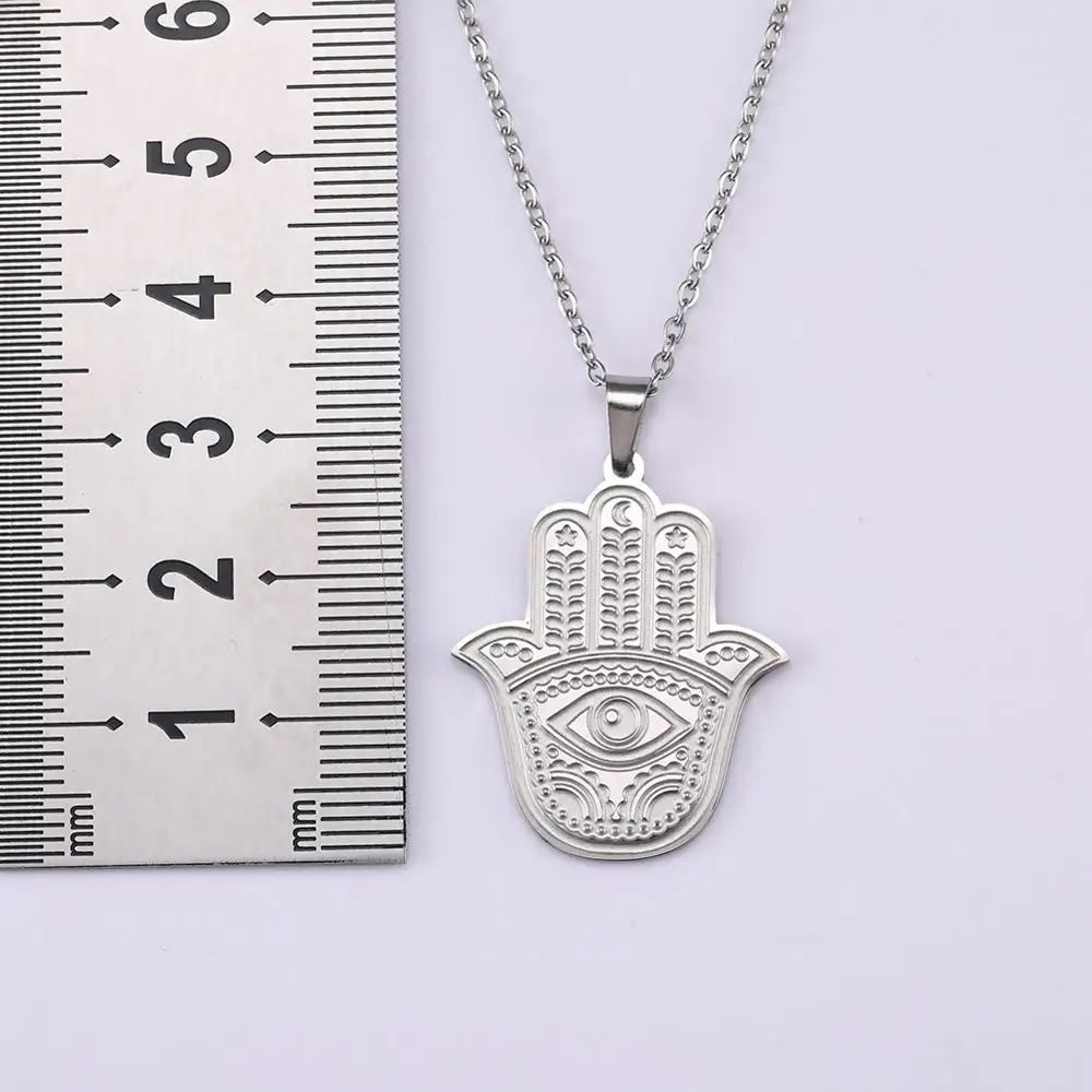 LIKGREAT main de Fatima Hamsa pendentif collier pour femmes en acier inoxydable classique mauvais œil breloques tour de cou bijoux cadeaux