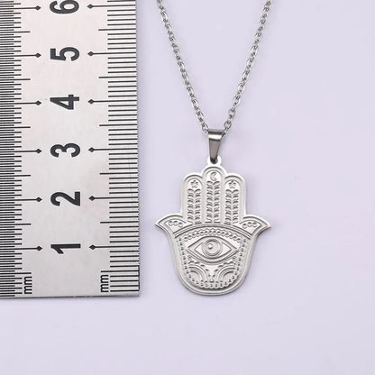 LIKGREAT main de Fatima Hamsa pendentif collier pour femmes en acier inoxydable classique mauvais œil breloques tour de cou bijoux cadeaux