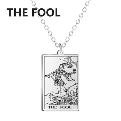 Dawapara – collier de cartes de Tarot pour femmes, en acier inoxydable, amulette de richesse, Tarot classique, arcanes majeurs, bijoux de Divination
