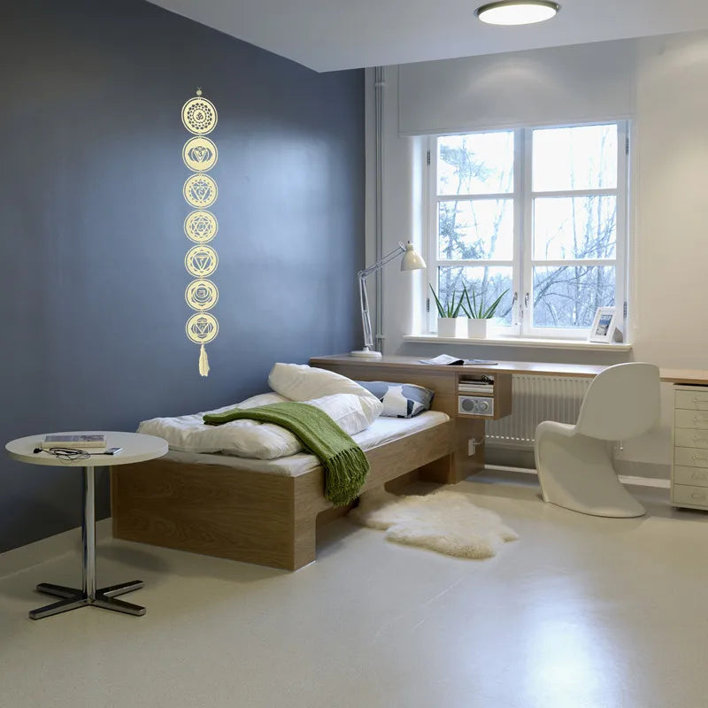 Yoga 7 Chakras bouddhiste Lotus Metatron hexagramme pendentif en bois tapisserie Ojibwe capteur de rêves sorcellerie tenture murale décor