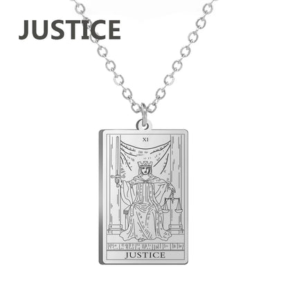 Dawapara – collier de cartes de Tarot pour femmes, en acier inoxydable, amulette de richesse, Tarot classique, arcanes majeurs, bijoux de Divination