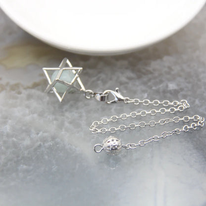 Merkaba-Pendentif en Pierre Naturelle pour Homme et Femme, Pendule en Clip Blanc, Howlite, Hématite, Hexagramme, Colliers de la raq, Bijoux de Cheminée