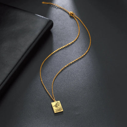 Dawapara – collier de cartes de Tarot pour femmes, en acier inoxydable, amulette de richesse, Tarot classique, arcanes majeurs, bijoux de Divination