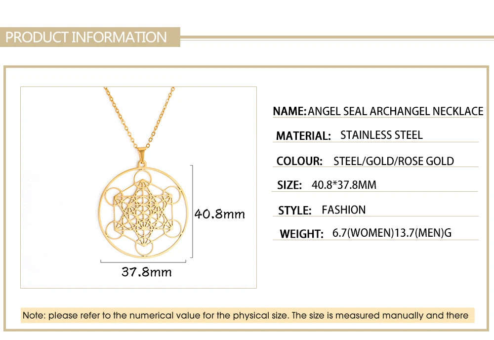 Skyrim – collier Cube d'ange sceau archange Metatron, en acier inoxydable, pour femmes et hommes, amulette de géométrie sacrée, bijoux spirituels religieux