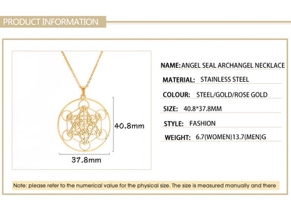 Skyrim – collier Cube d'ange sceau archange Metatron, en acier inoxydable, pour femmes et hommes, amulette de géométrie sacrée, bijoux spirituels religieux