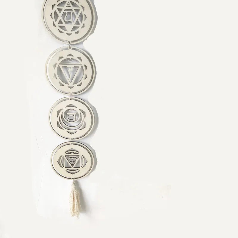 Yoga 7 Chakras bouddhiste Lotus Metatron hexagramme pendentif en bois tapisserie Ojibwe capteur de rêves sorcellerie tenture murale décor