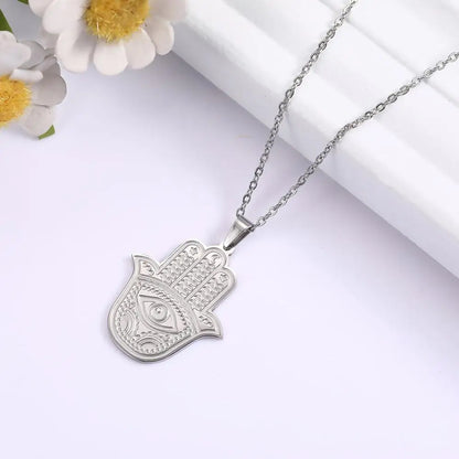 LIKGREAT main de Fatima Hamsa pendentif collier pour femmes en acier inoxydable classique mauvais œil breloques tour de cou bijoux cadeaux