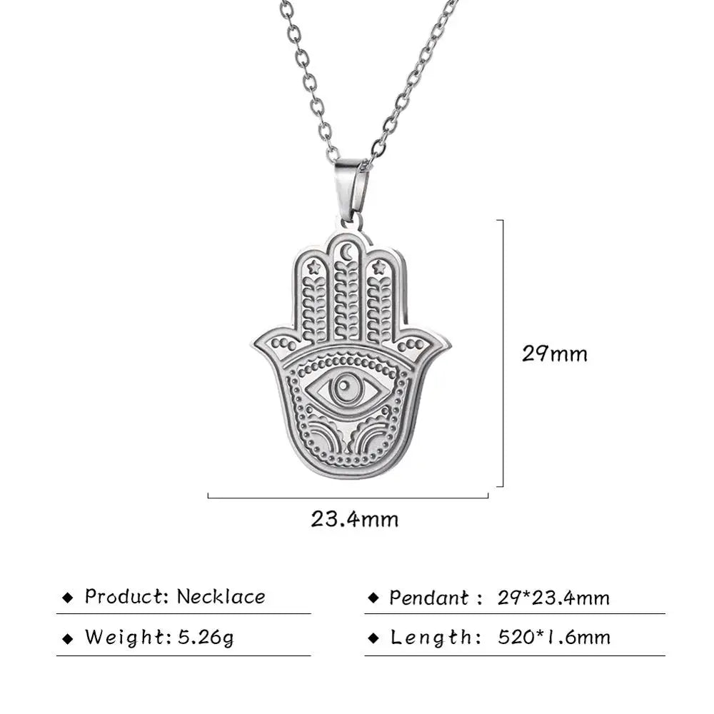 LIKGREAT main de Fatima Hamsa pendentif collier pour femmes en acier inoxydable classique mauvais œil breloques tour de cou bijoux cadeaux