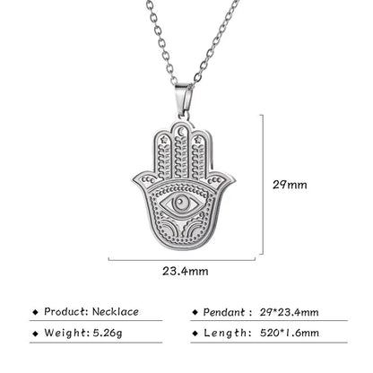 LIKGREAT main de Fatima Hamsa pendentif collier pour femmes en acier inoxydable classique mauvais œil breloques tour de cou bijoux cadeaux