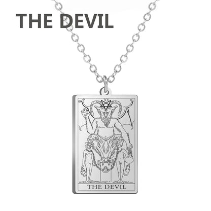 Dawapara – collier de cartes de Tarot pour femmes, en acier inoxydable, amulette de richesse, Tarot classique, arcanes majeurs, bijoux de Divination