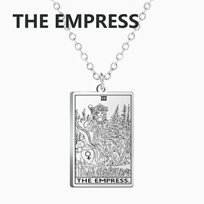 Dawapara – collier de cartes de Tarot pour femmes, en acier inoxydable, amulette de richesse, Tarot classique, arcanes majeurs, bijoux de Divination