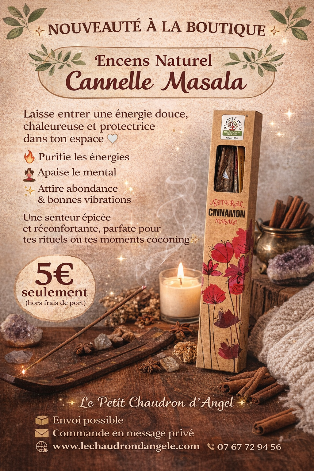 🌿 Encens Naturel Cannelle Masala 🌿