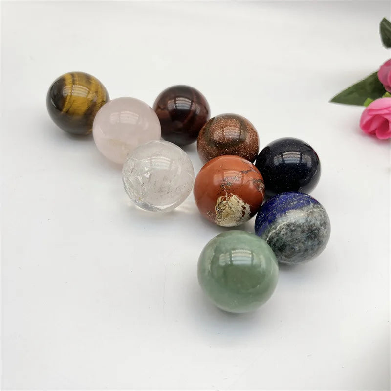 Boule de cristal naturel de 3cm, Quartz Rose, Globe poli, améthyste Lazuli, boule de massage, décoration de bureau pour la maison, boule de cristal de 30mm
