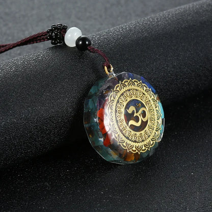 Rétro coloré puces naturel Turquoise améthyste pierre Chakra Orgone énergie pendule amulette Reiki guérison pendentif collier