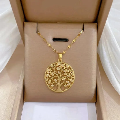 Collier pendentif arbre de vie en biscuits pour femme, acier inoxydable, bijoux esthétiques imperméables, capricieux et luxueux, vintage