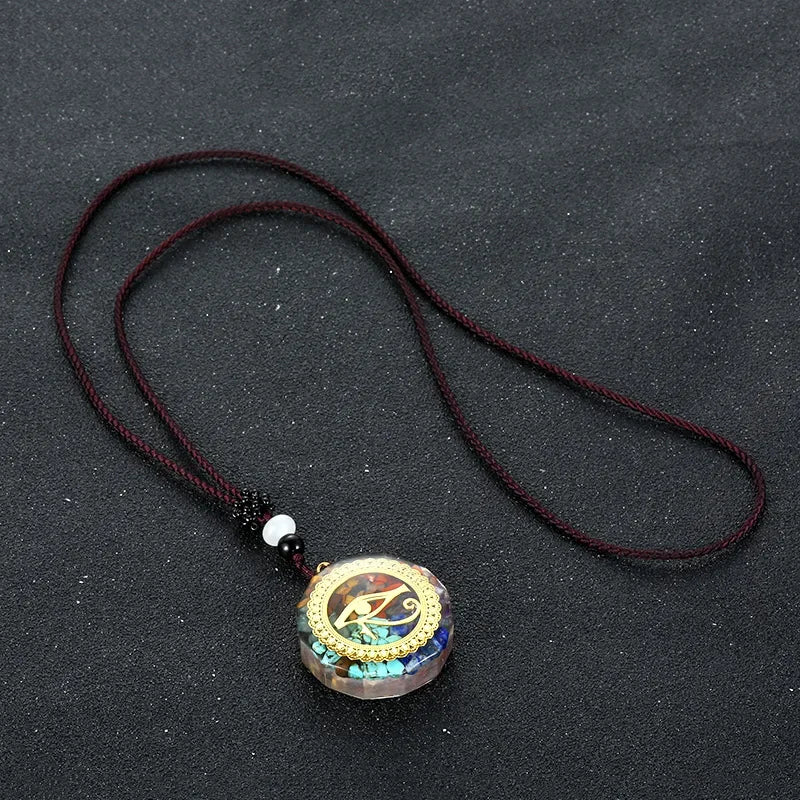 Rétro coloré puces naturel Turquoise améthyste pierre Chakra Orgone énergie pendule amulette Reiki guérison pendentif collier