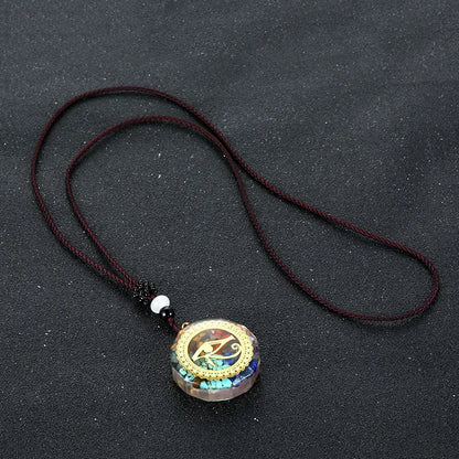 Rétro coloré puces naturel Turquoise améthyste pierre Chakra Orgone énergie pendule amulette Reiki guérison pendentif collier