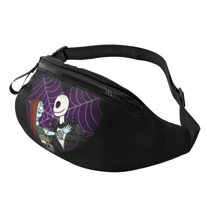 Sac Banane Personnalisé L'Étrange Noël de Monsieur Jack, Sacoche à Bandoulière pour Voyage, Randonnée, Téléphone, Poudres d'Argent