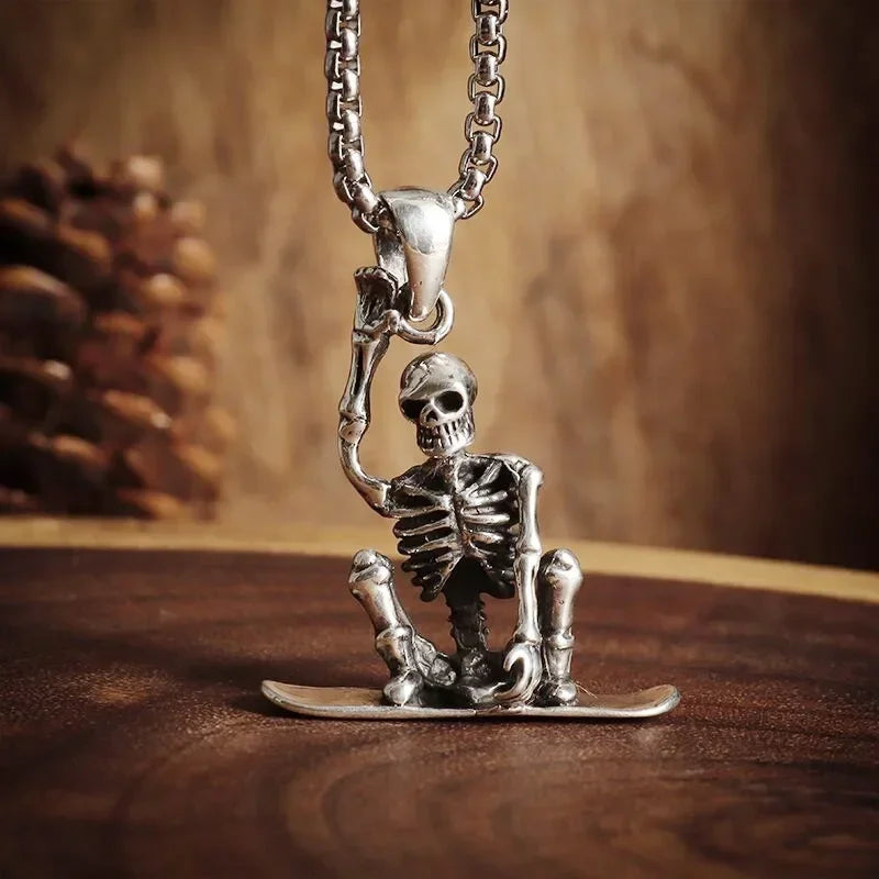 Collier pendentif tête de mort gothique Nina ifixion pour homme, punk vintage, bondage, démon, motard, rock, exorciste, bijoux, cadeau d'Halloween