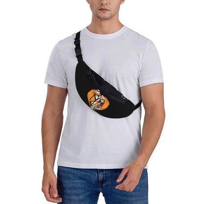 Sac Banane Personnalisé L'Étrange Noël de Monsieur Jack, Sacoche à Bandoulière pour Voyage, Randonnée, Téléphone, Poudres d'Argent