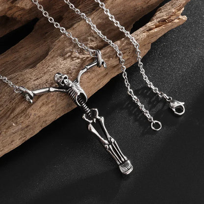 Collier pendentif tête de mort gothique Nina ifixion pour homme, punk vintage, bondage, démon, motard, rock, exorciste, bijoux, cadeau d'Halloween