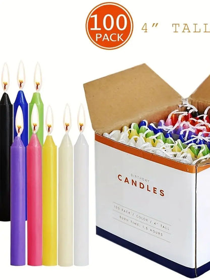 Mini bougie conique de couleurs assorties non parfumées, idéale pour le lancer des carillons, des rituels, des incantes, des jeux de cire et plus, décoration de noël, 100/60 pièces