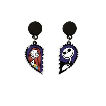 Boucles d'oreilles du film Disney The Nightmare Before Christmas, série Jack Skellington, crâne imprimé personnalisé, bijoux, accessoires, cadeau
