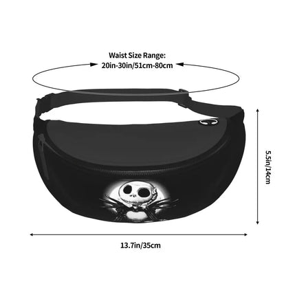Sac Banane Personnalisé L'Étrange Noël de Monsieur Jack, Sacoche à Bandoulière pour Voyage, Randonnée, Téléphone, Poudres d'Argent