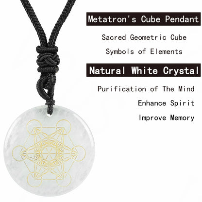 Pierre de cristal naturel Cube de Metatron pendentifs multidimensionnels mythologie ange mystérieux symboles divins colliers d'énergie Reiki